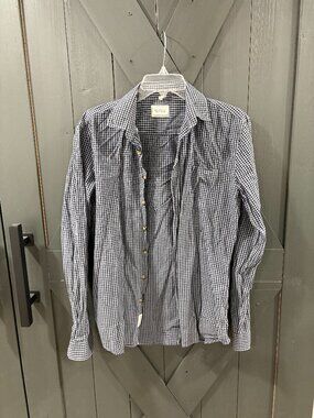 Frank & Oak Mens Size Small Blue Gingham Dress Shirt